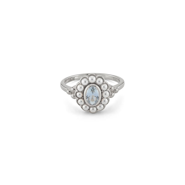 Celeste Radiance Pearl and Aquamarine Ring