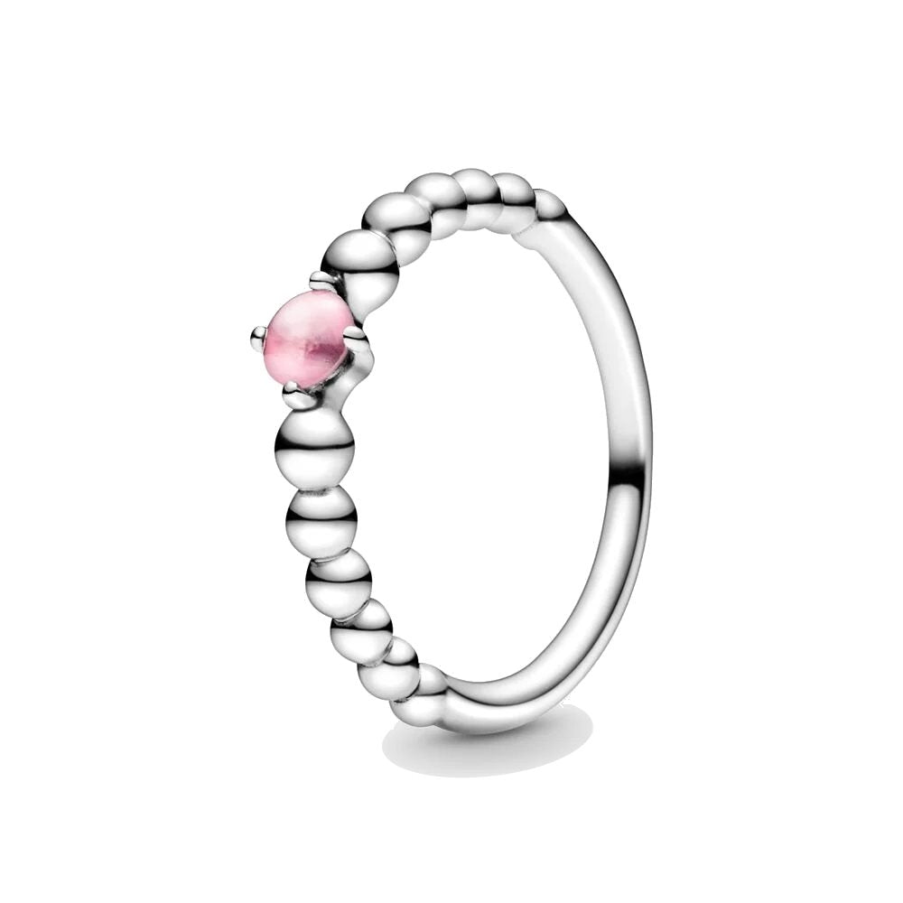 Delicate Silver Ring with Soft Pink Gemstone Accent