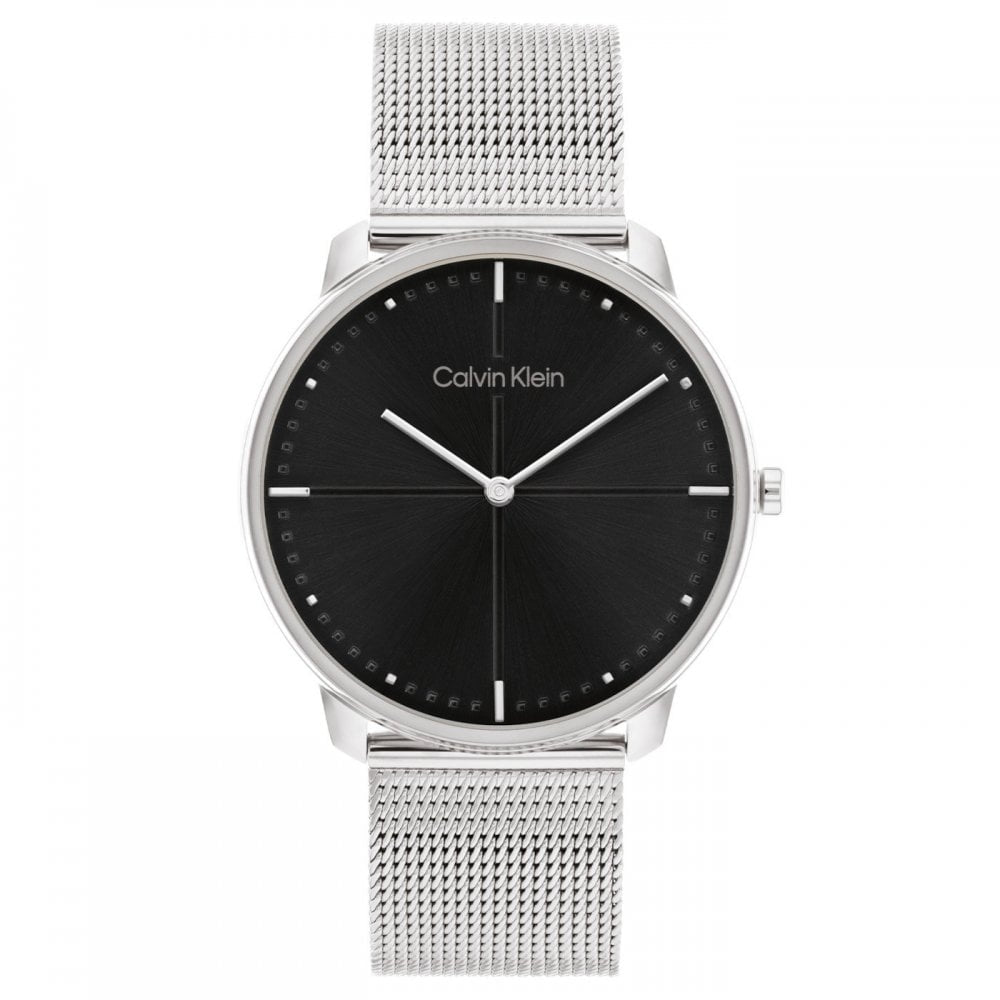 Sleek Silver Mesh Minimalist Timepiece