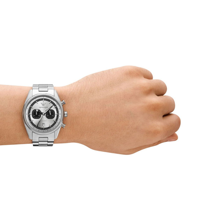 Emporio Armani Silver Chronograph Tachymeter Watch