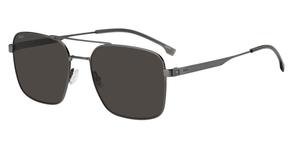 Sleek Gunmetal Square Sunglasses with Dark Gray Lenses