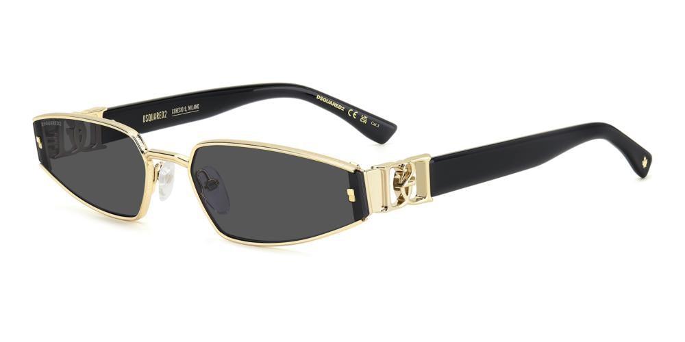 Sleek Rectangular Gold-Tone Sunglasses