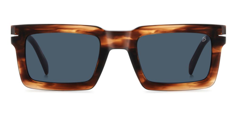 Tortoiseshell Rectangular Sunglasses with Dark Blue Lenses