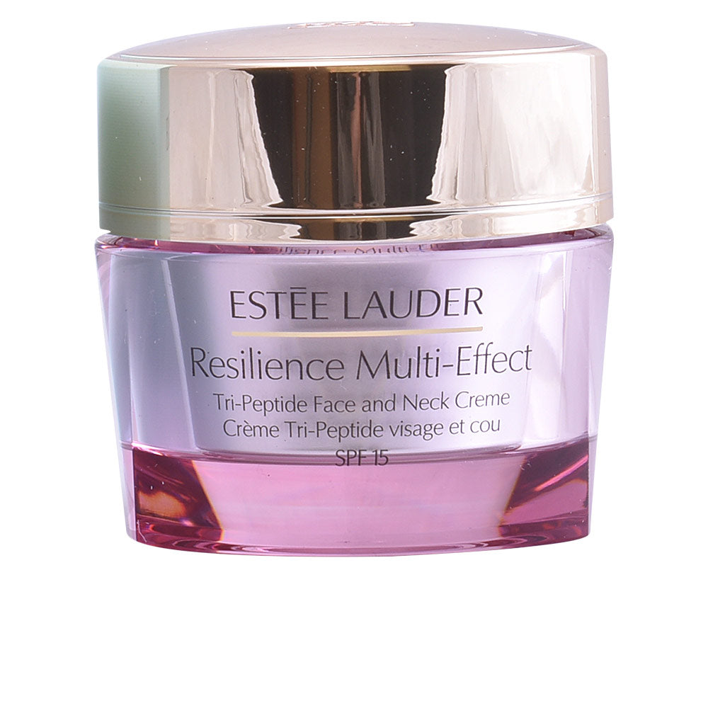 Jar of light cream for face and neck with SPF15, peptide and botanical extracts