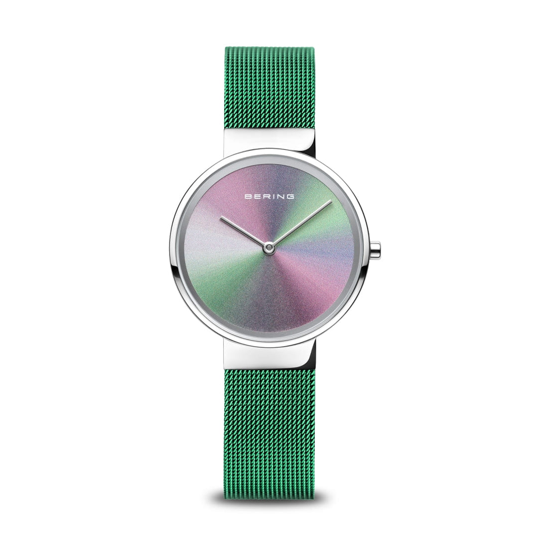 Iridescent Elegance Mesh Strap Watch