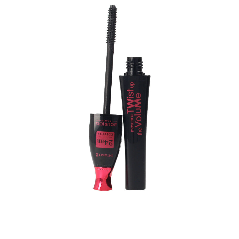 Black mascara tube with tapered brush, 8 ml, volumising formula