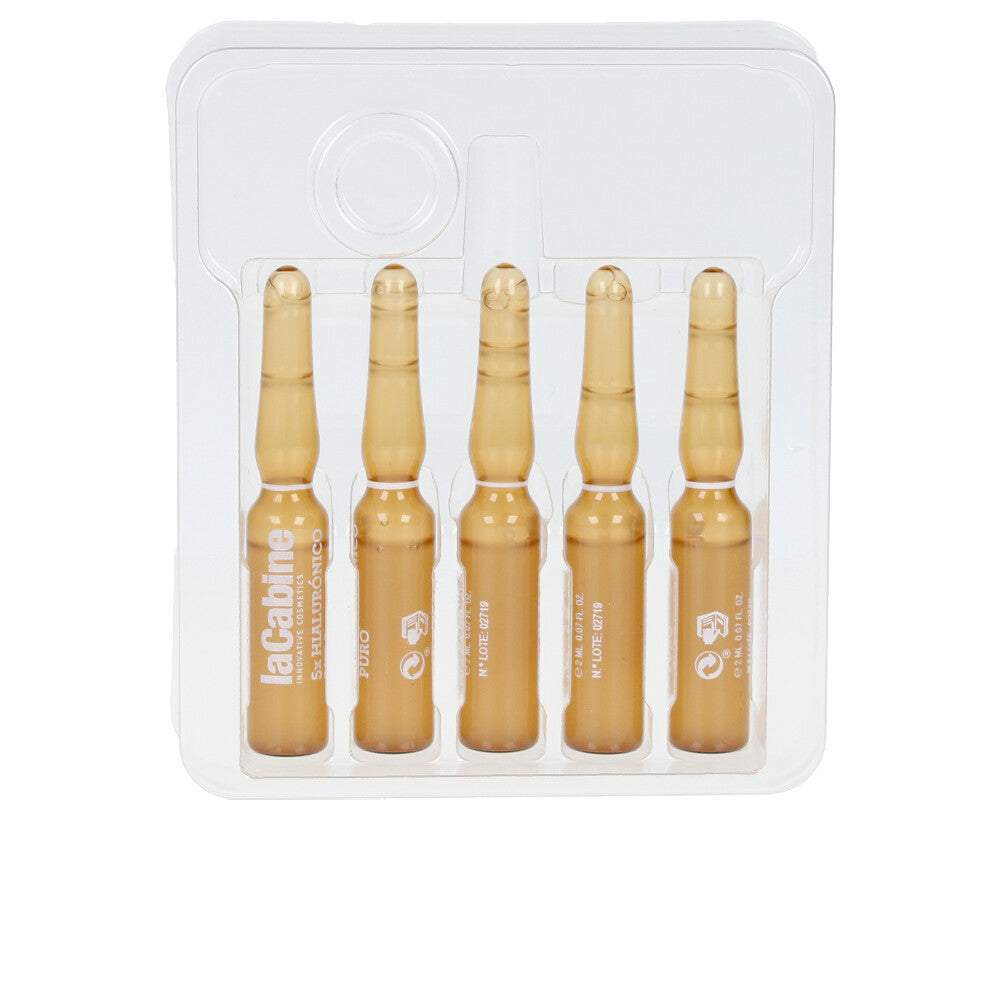Clear glass ampoule of lightweight hyaluronic serum, 2 ml, minimal packaging