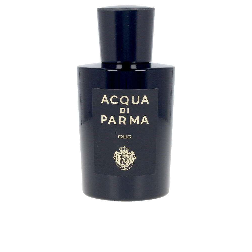 Clear glass perfume bottle with dark amber liquid, 100 ml, unisex oud fragrance