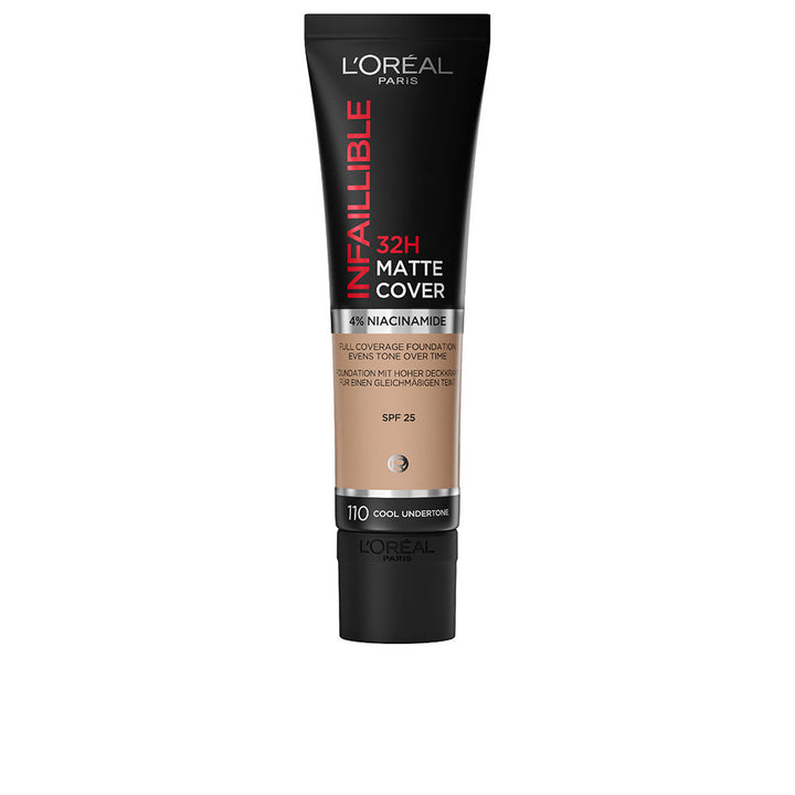 30 ml pump bottle of full‑coverage matte foundation, shade 110‑Cool Undertone, Unisex