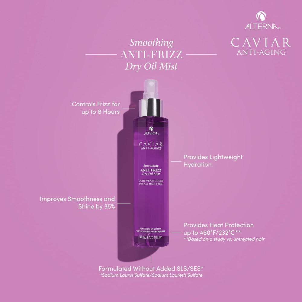 Glass spray bottle of light dry-oil mist for anti-frizz and shine, 147 ml