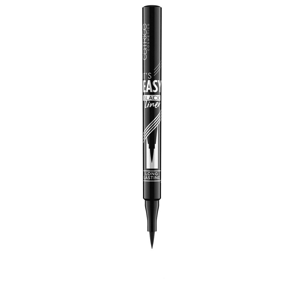 Slim black liquid eyeliner pen, fine brush tip, 1 ml, deep black