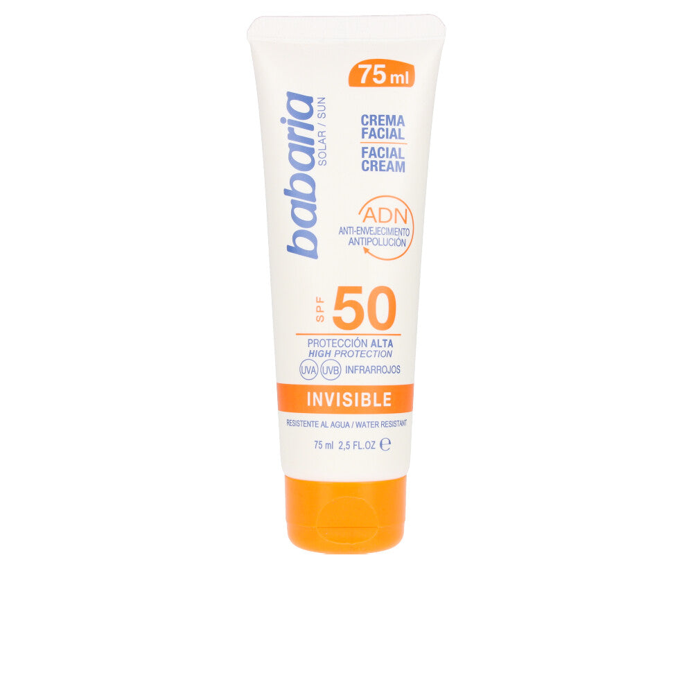 75 ml lightweight facial sunscreen cream tube, SPF 50, invisible finish, unisex