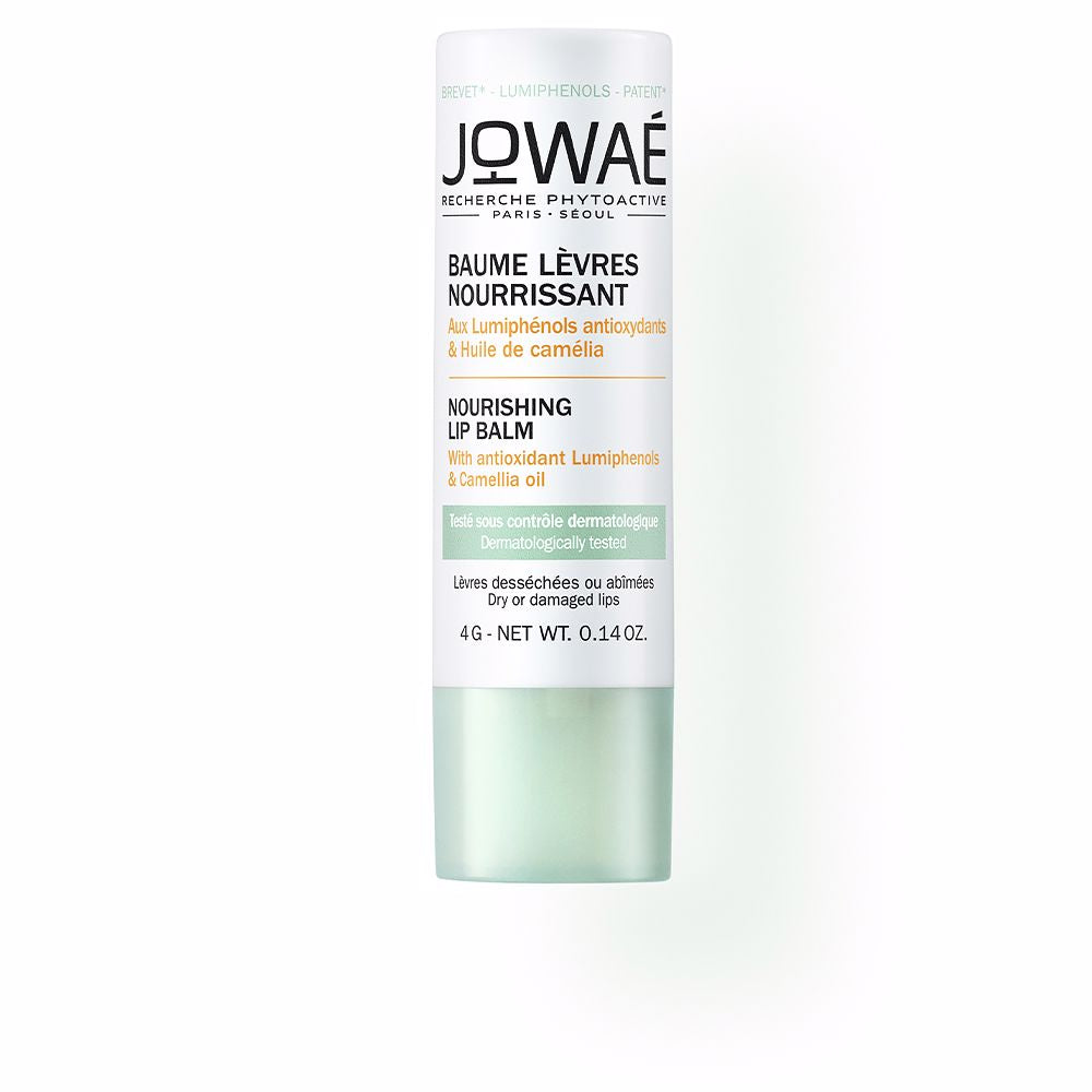 Small 4 g tube of nourishing camellia lip balm with creamy texture