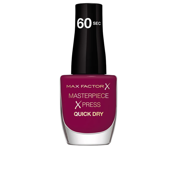Glossy berry-coloured nail polish bottle, 8 ml, high-shine finish