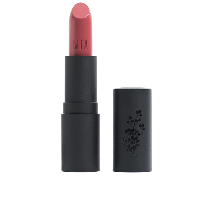 Small 4 g lip balm in warm saffron shade, creamy textured stick