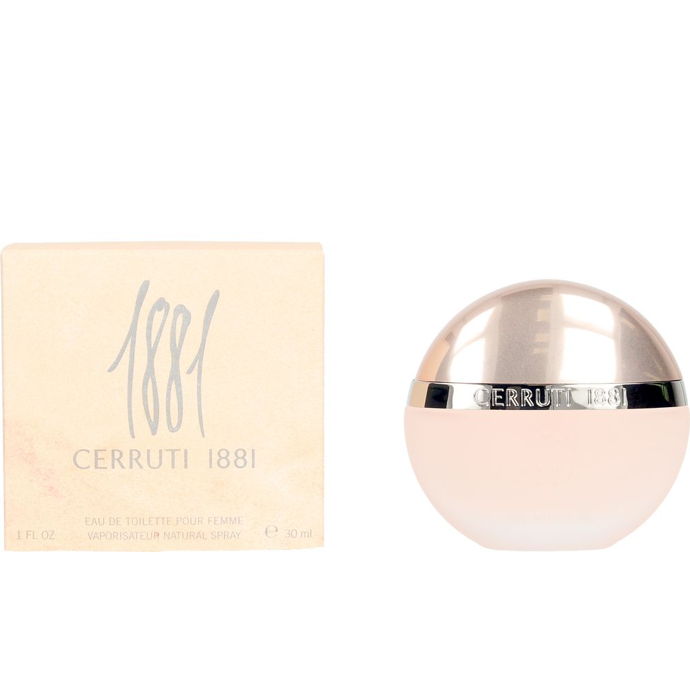 Rounded crystal 30 ml floral Eau de Toilette with metallic semicircular cap
