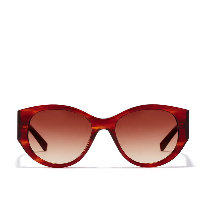 Unisex black polished acetate sunglasses with triangular temples and black lenses