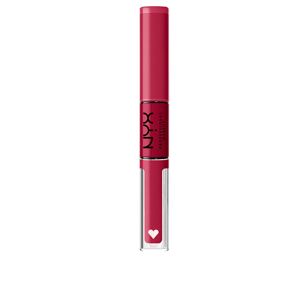 Tube of glossy pink high-pigment lip gloss with doe-foot wand, 3.4 ml