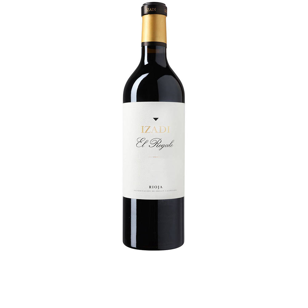 Bottle of Izadi The Gift 2017 Rioja with deep ruby color and oak-aged character