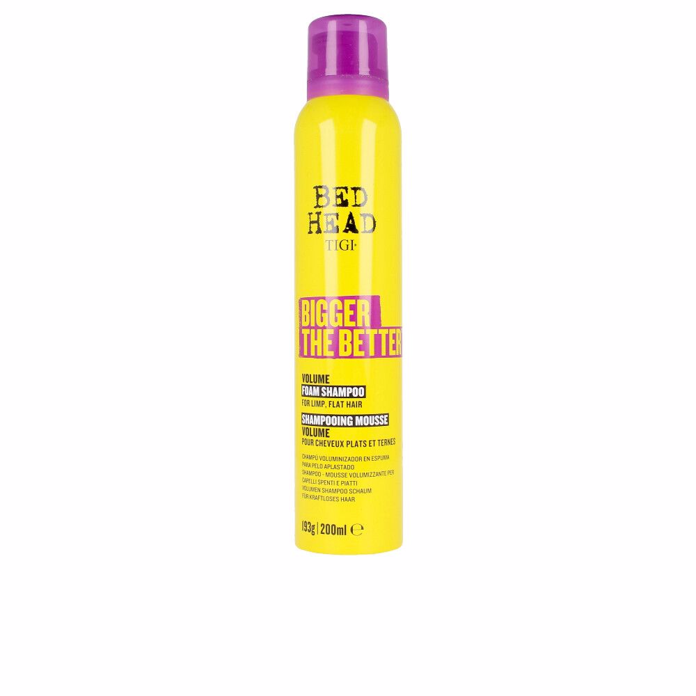 200 ml aerosol volumising foam shampoo in white can, lightweight textured mousse