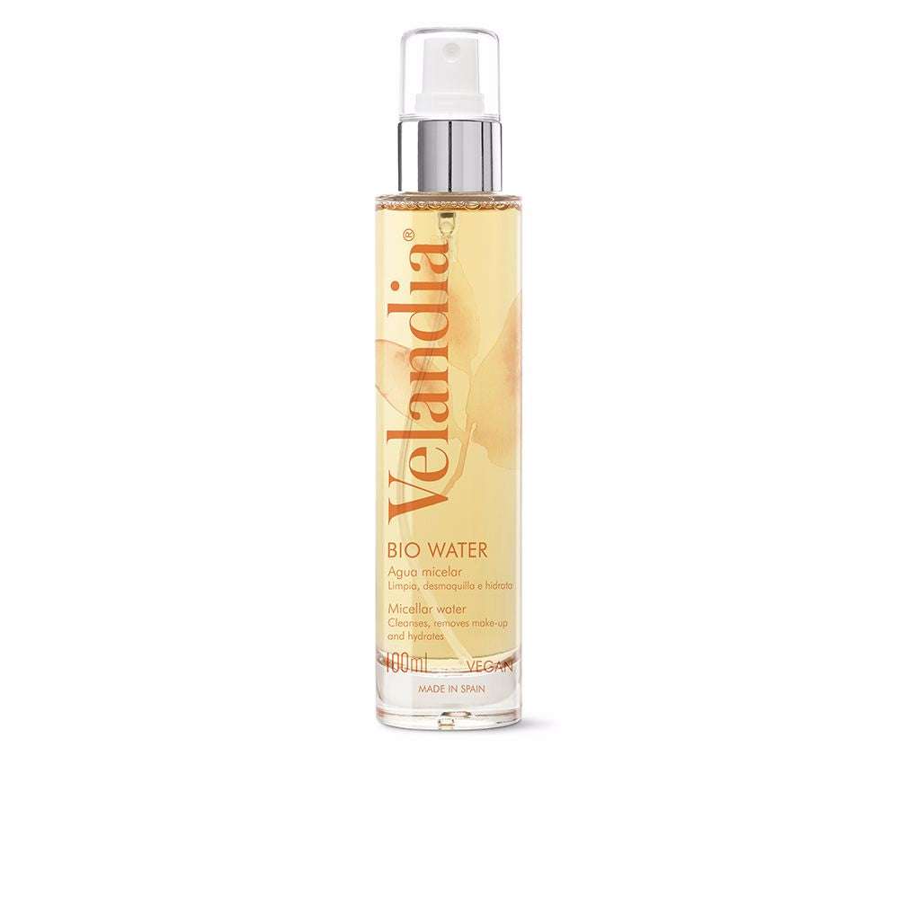 Clear 100 ml bottle of micellar water with floral ingredients, oil-free formula
