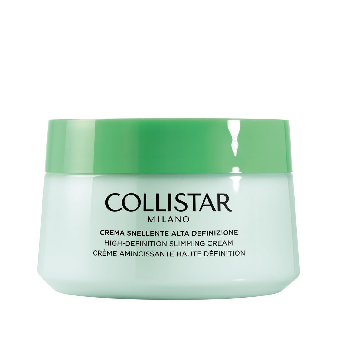 400 ml jar of sculpting body cream; silky texture, blue-green packaging accents