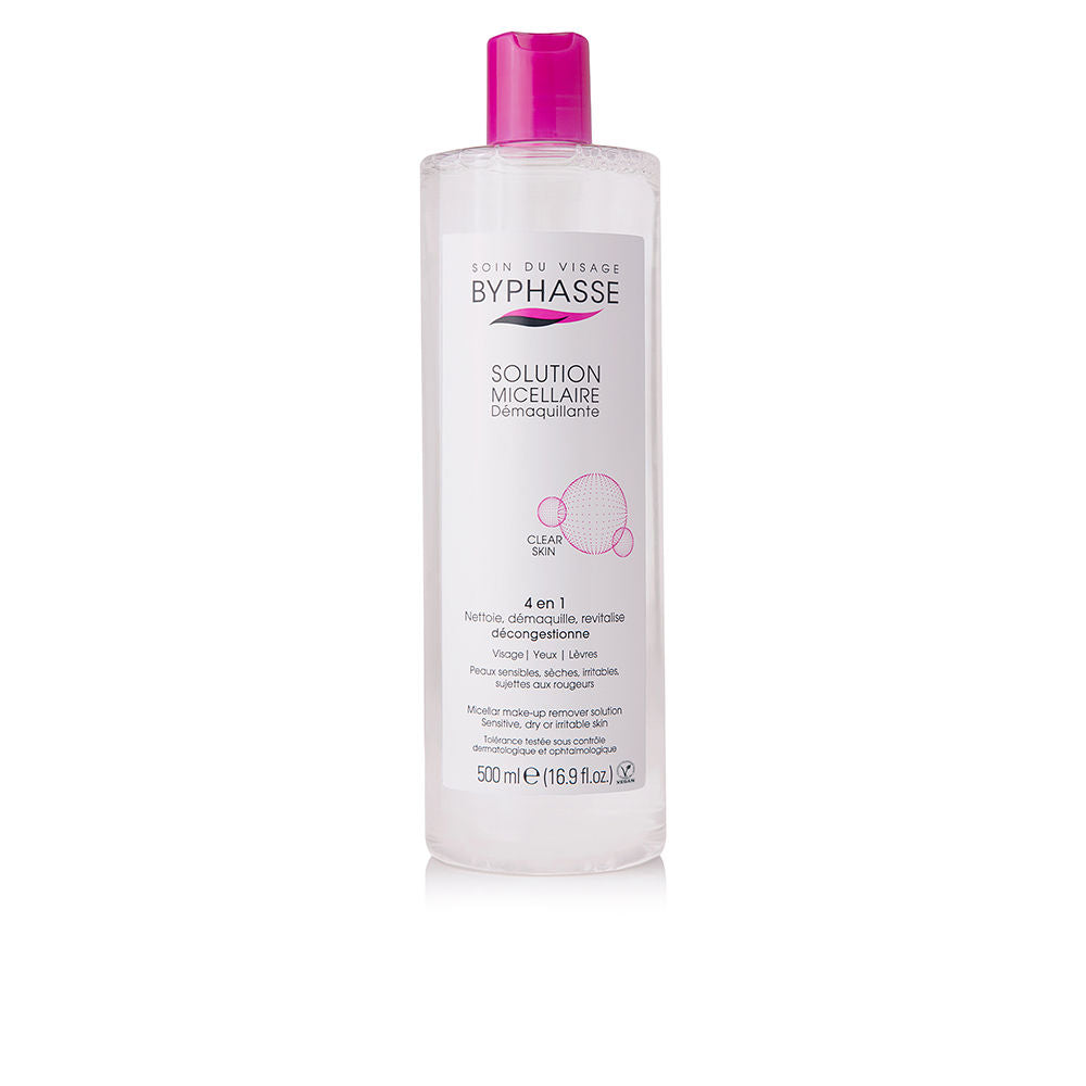500 ml clear micellar cleansing water bottle, gentle formula for sensitive skin