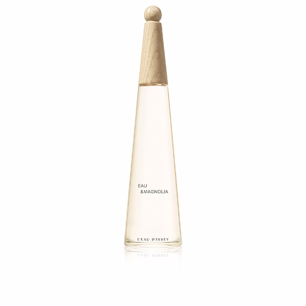Minimal glass bottle with beige detail and ash wood cap, 50 ml