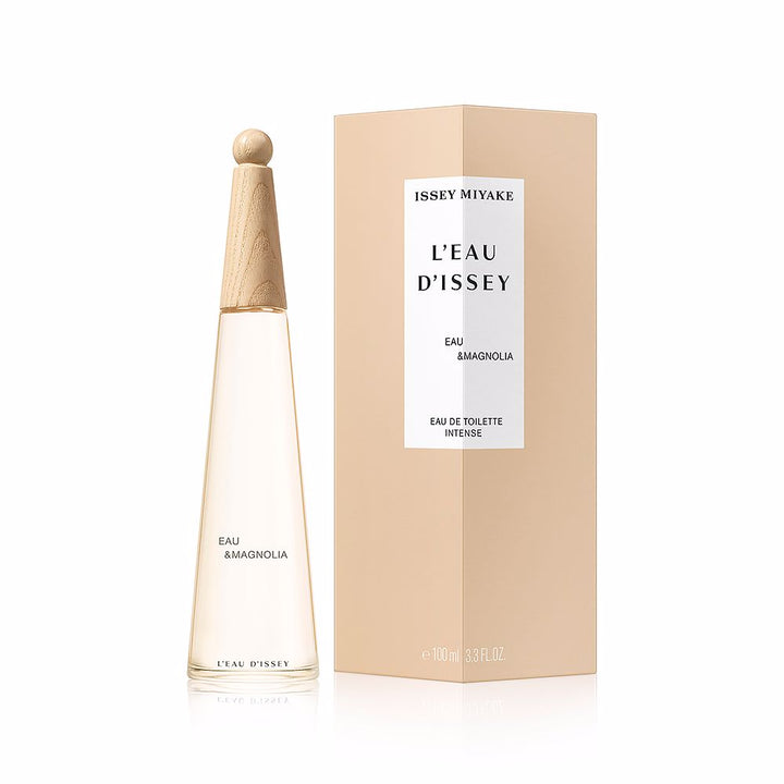Minimal glass bottle with beige detail and ash wood cap, 50 ml