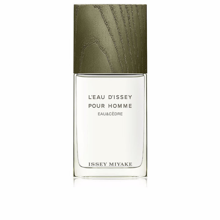 Minimal khaki 50 ml eau de toilette bottle with ash-wood cap, cedar-inspired scent