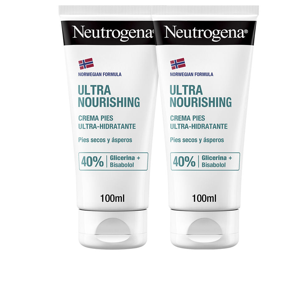 Neutrogena White plastic cream tube with flip-top cap, black and blue minimalist print, clean typography.
