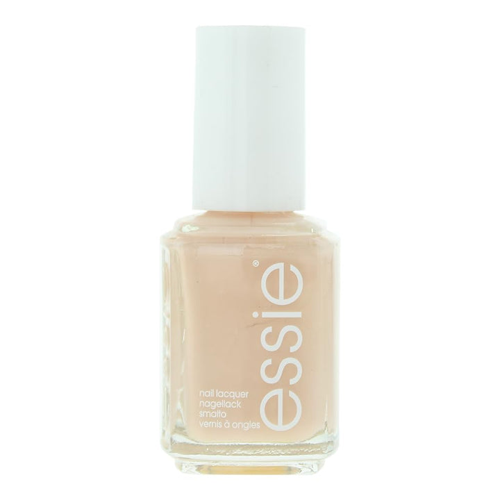 Bottle of warm red cream nail polish, 13.5 ml, applied on single nail