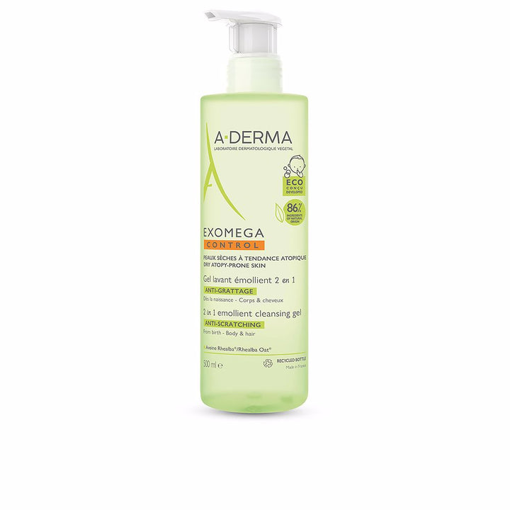 500 ml pump bottle of emollient 2‑in‑1 cleansing gel for babies with oat extract