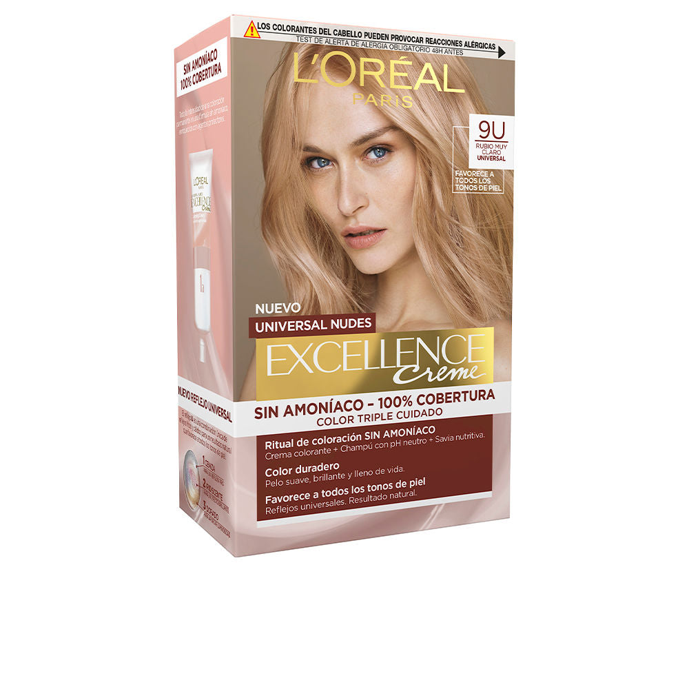 Tube of very light blonde 9U cream hair colour, 5 units, salon-style packaging