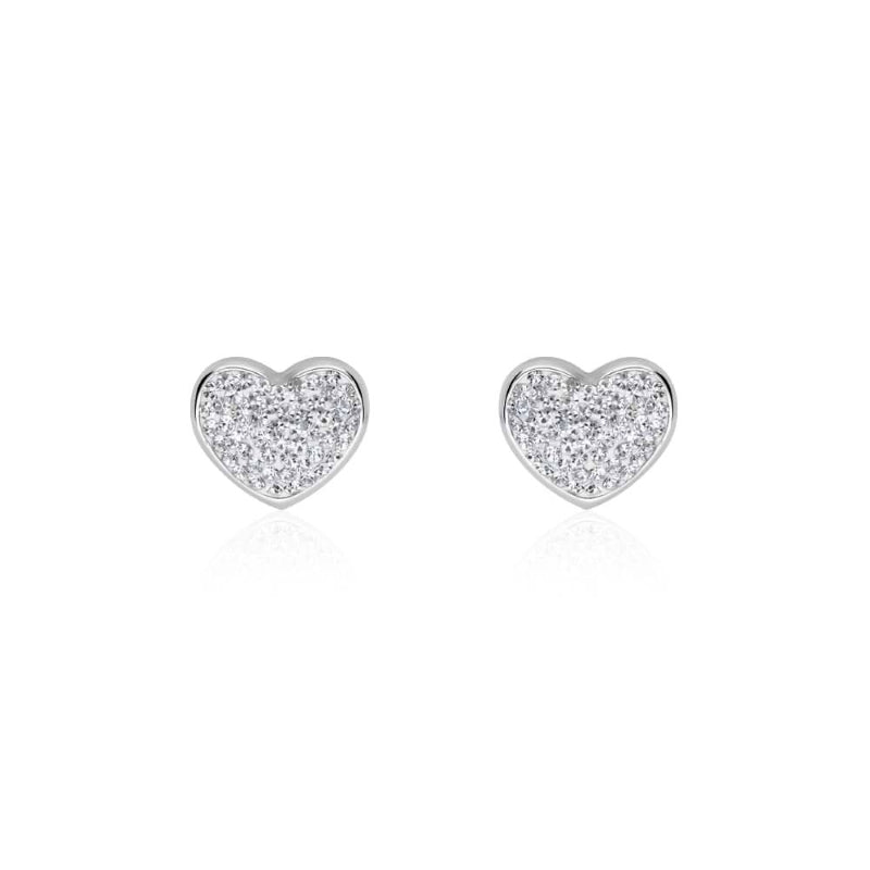 Radiant Heart-Shaped Silver Studs with Sparkling Clarity