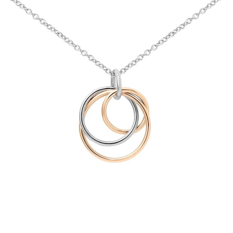 Sleek Modern Pendant in Silver and Rose Gold