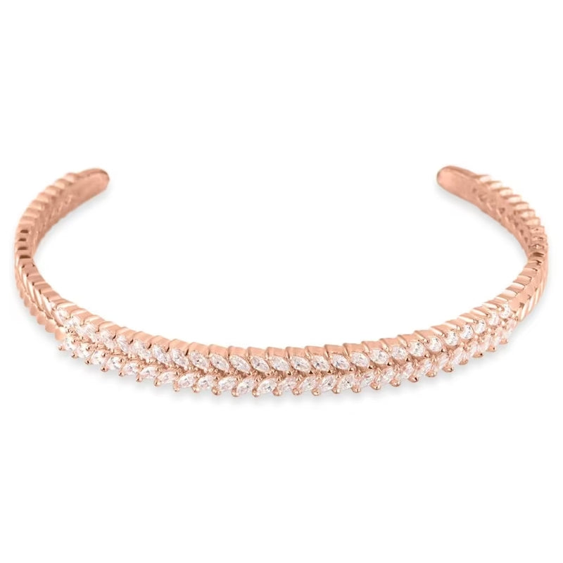 Radiant Rose Gold Cuff with Sparkling Crystal Embellishments