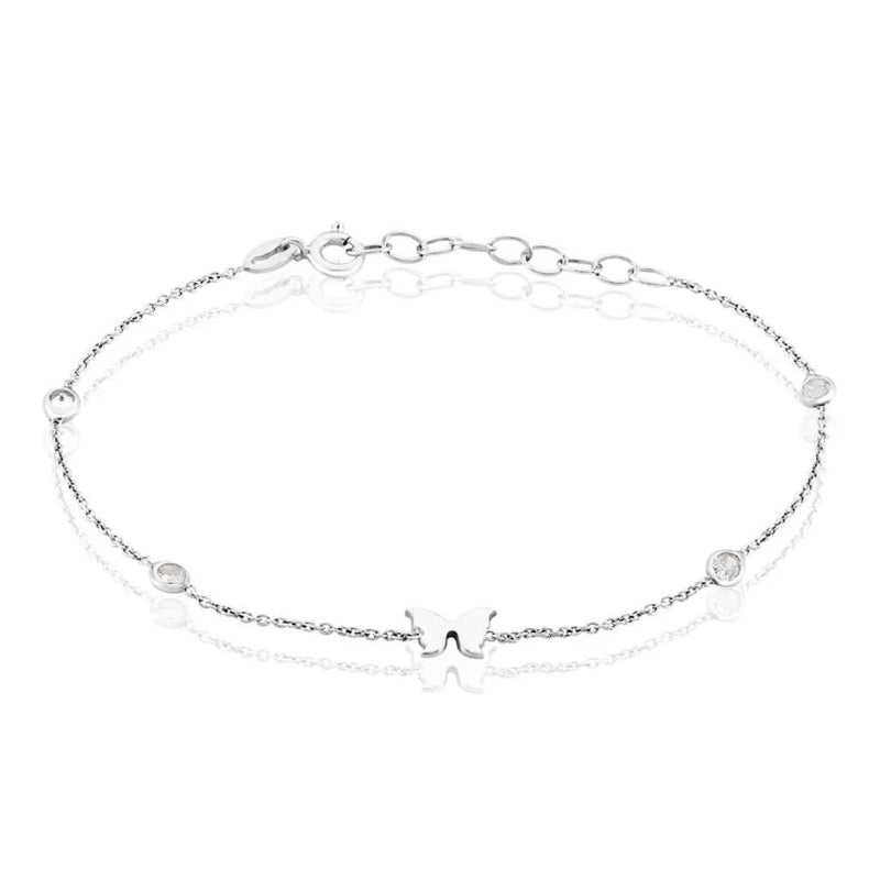 Radiant Minimalist Silver Chain Bracelet with Crystal Accents