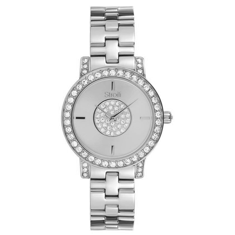 Crystal-Embellished Stainless Steel Elegance