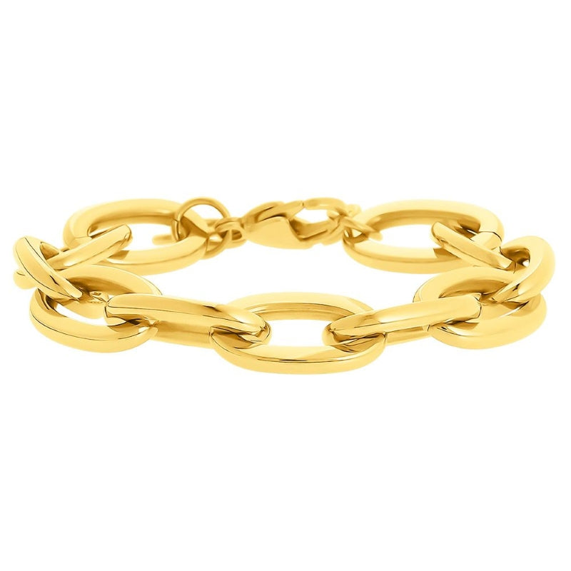 Bold Modern Chain Link Bracelet in Yellow Gold