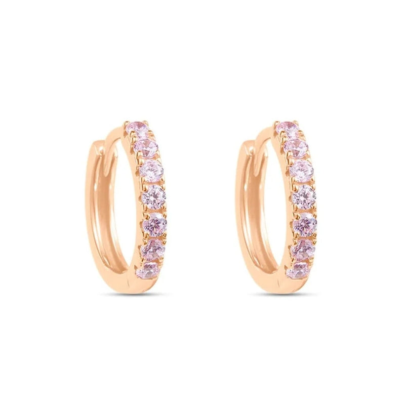 Radiant Rose Gold Hoop with Pink & Light Purple Gemstones