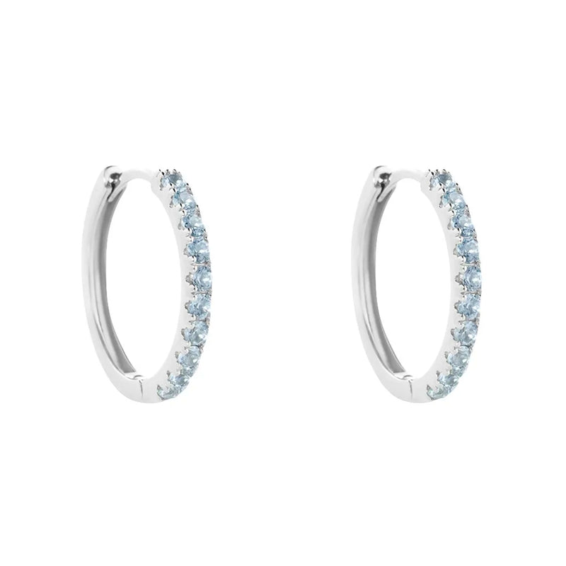 Celeste Light Blue Gemstone Hoop Earrings