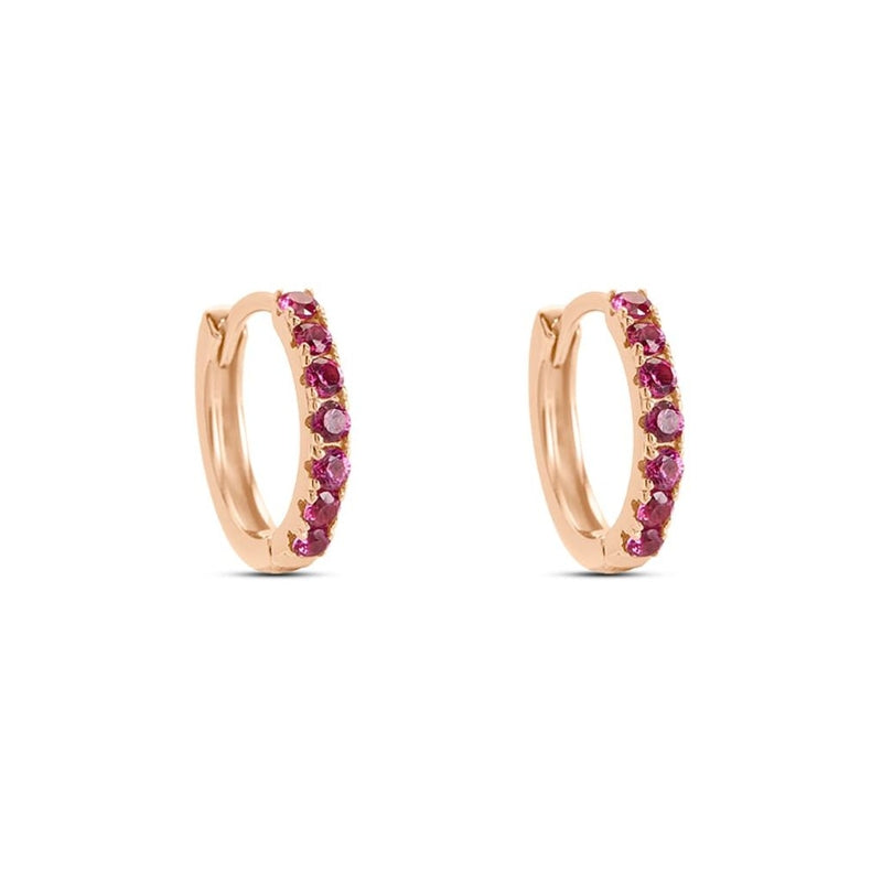 Radiant Rose Gold Hoop with Pink Gemstone Glow
