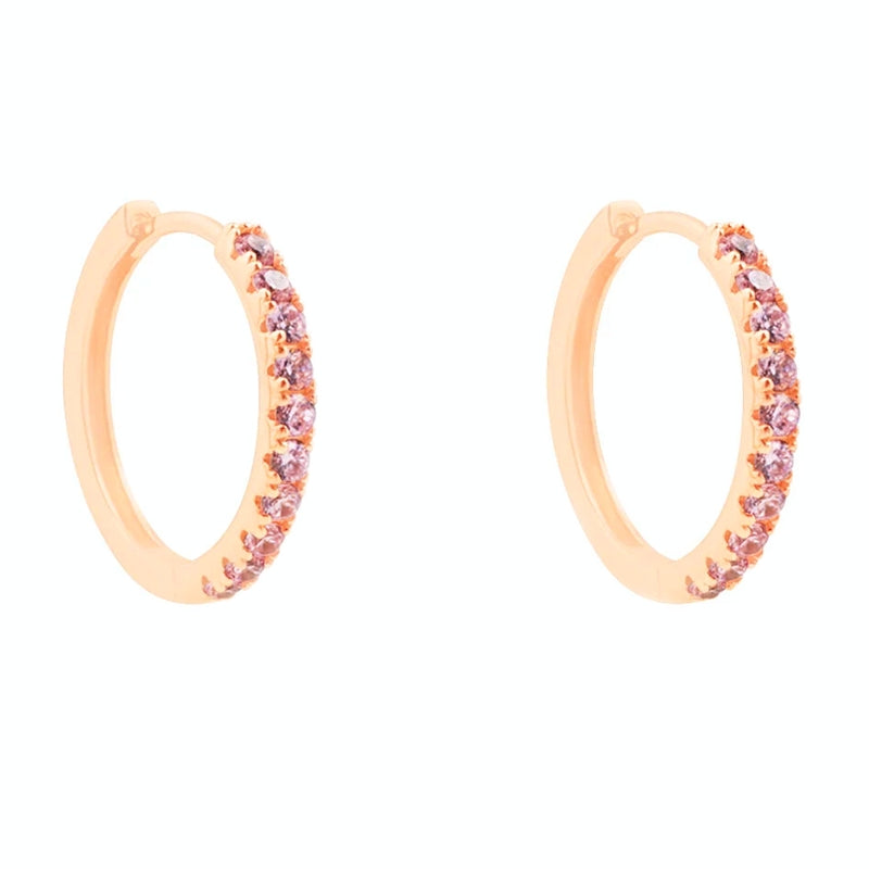 Radiant Rose Gold Hoop with Pink-Purple Gemstone Glow