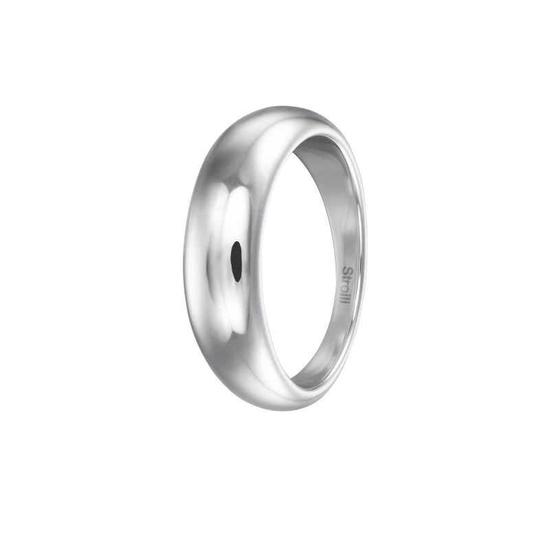 Classic Dome Ring in Polished Silver and White Gold