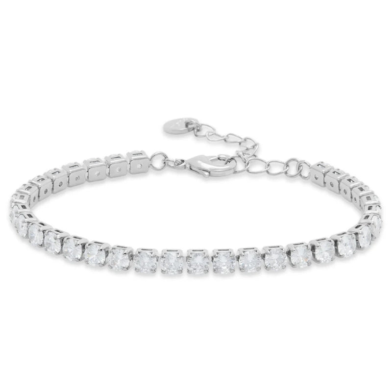 Timeless Silver Tennis Bracelet with Clear Gemstones