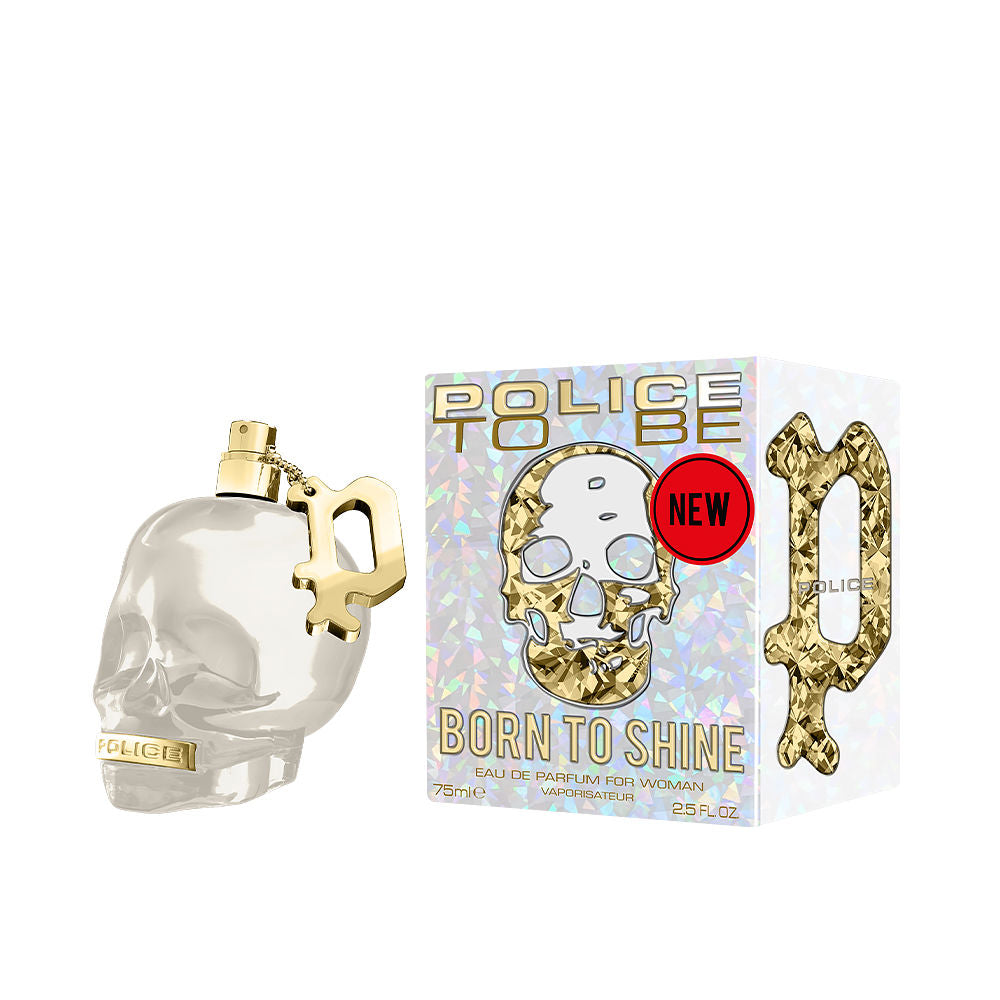Pearlescent white perfume bottle with gold trim, 75 ml, warm fruity-floral scent