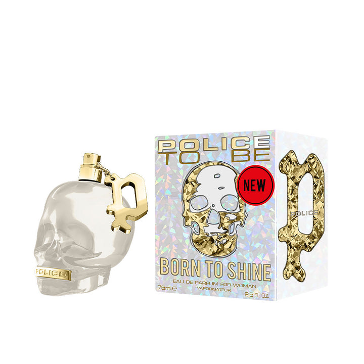 Pearlescent white perfume bottle with gold trim, 75 ml, warm fruity-floral scent