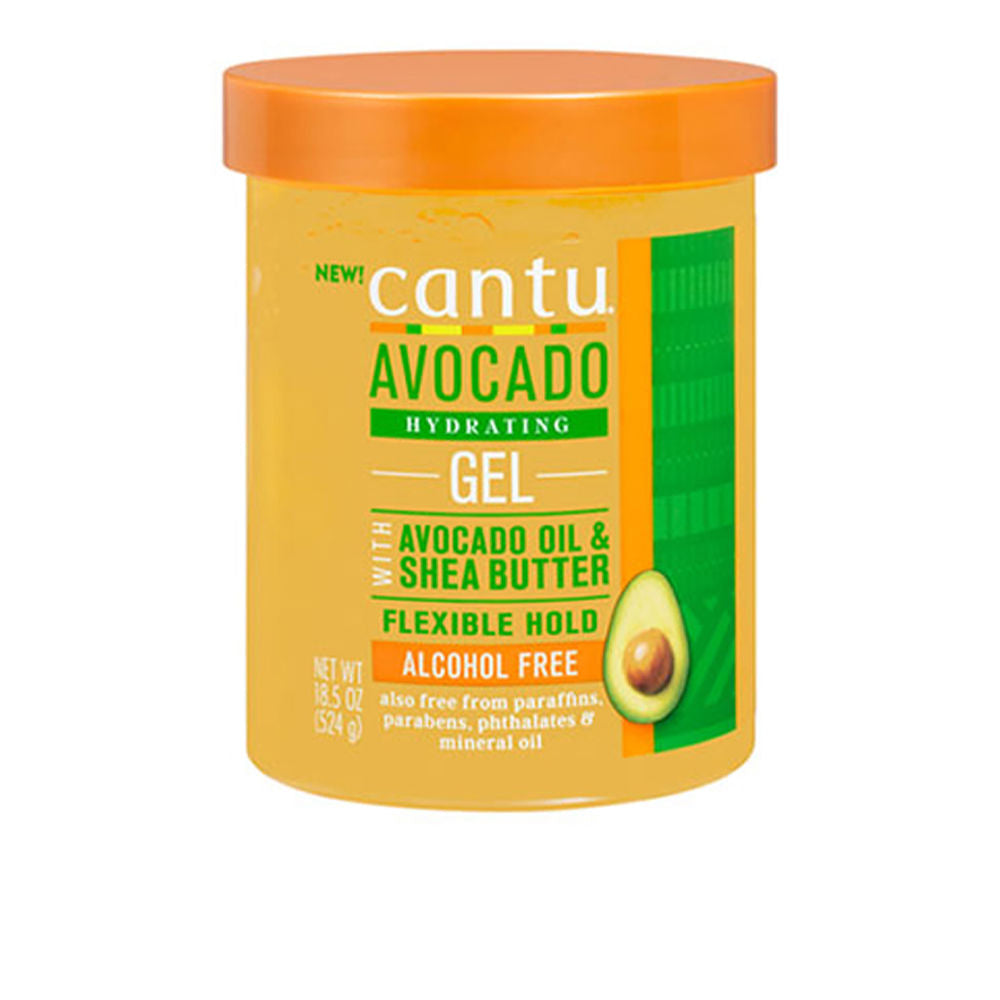 Jar of clear avocado and shea styling gel, 524 g, for textured hair