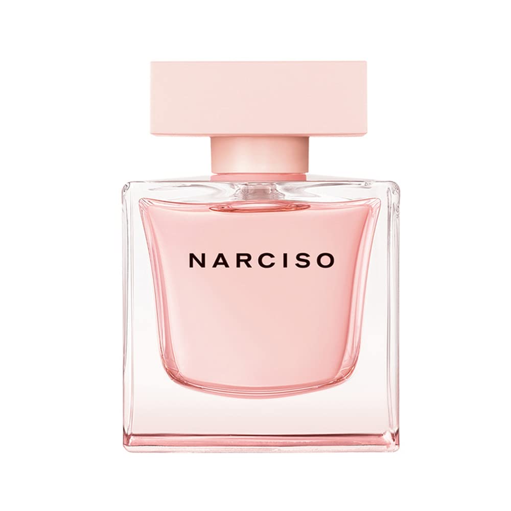 Nude-toned rectangular perfume bottle with black logo, 90 ml